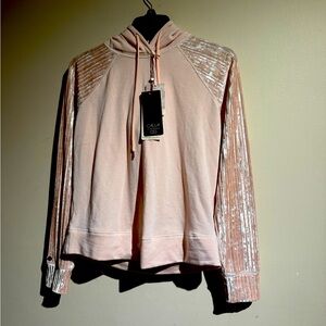 Women's Pink Velvet Sleeve Hoodie
